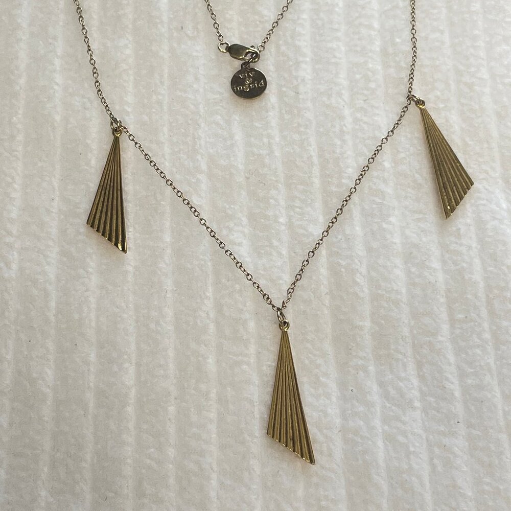 Viv & Ingrid Yellow Gold GF 14/20 Sterling Silver Necklace W/Geometric Pendant